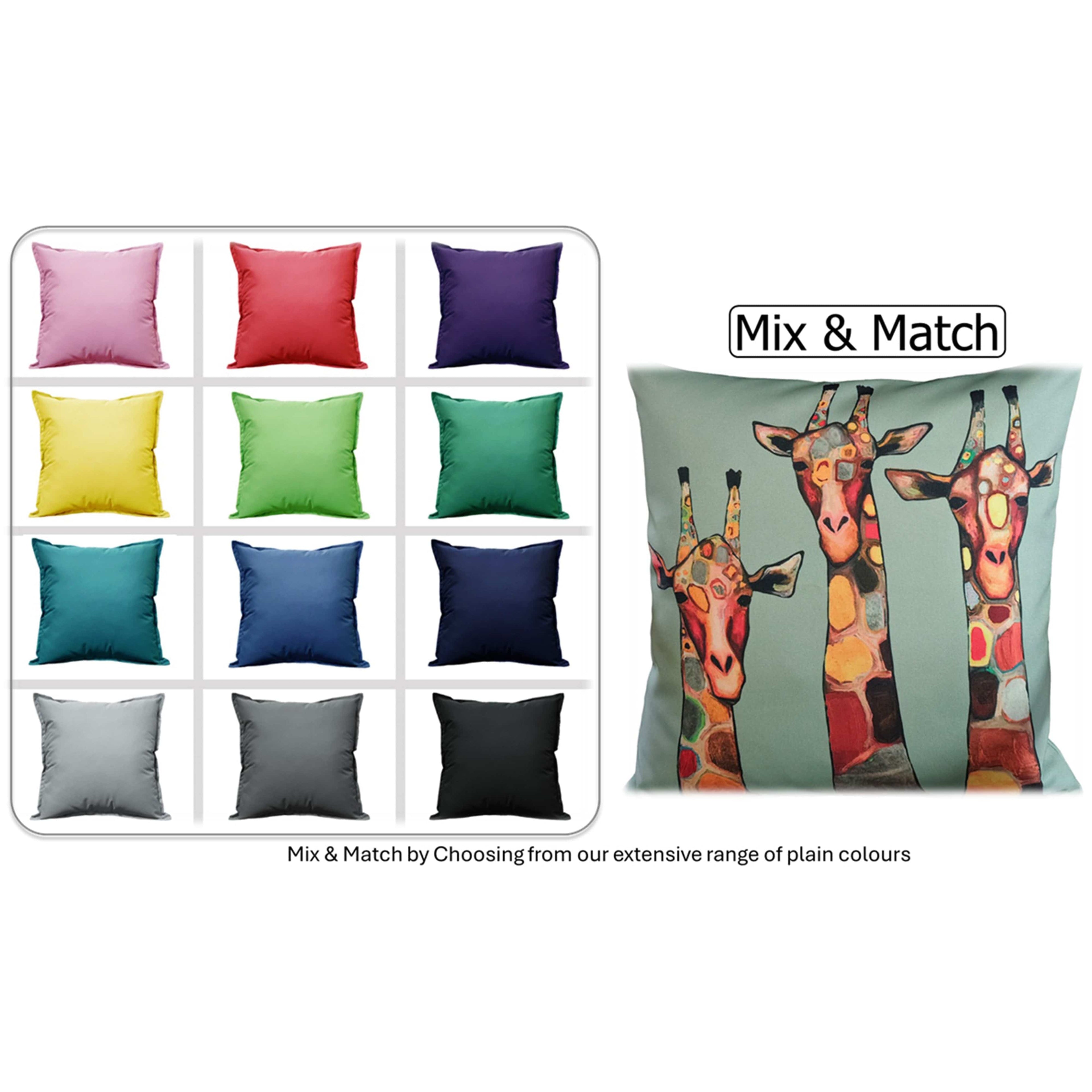 OLIVIA ROCCO Giraffe Waterproof Cushion Covers 43x43 Cm Reversible Breathable Indoor Outdoor Decorative Cover For Patio Garden Sofa Bed Chair