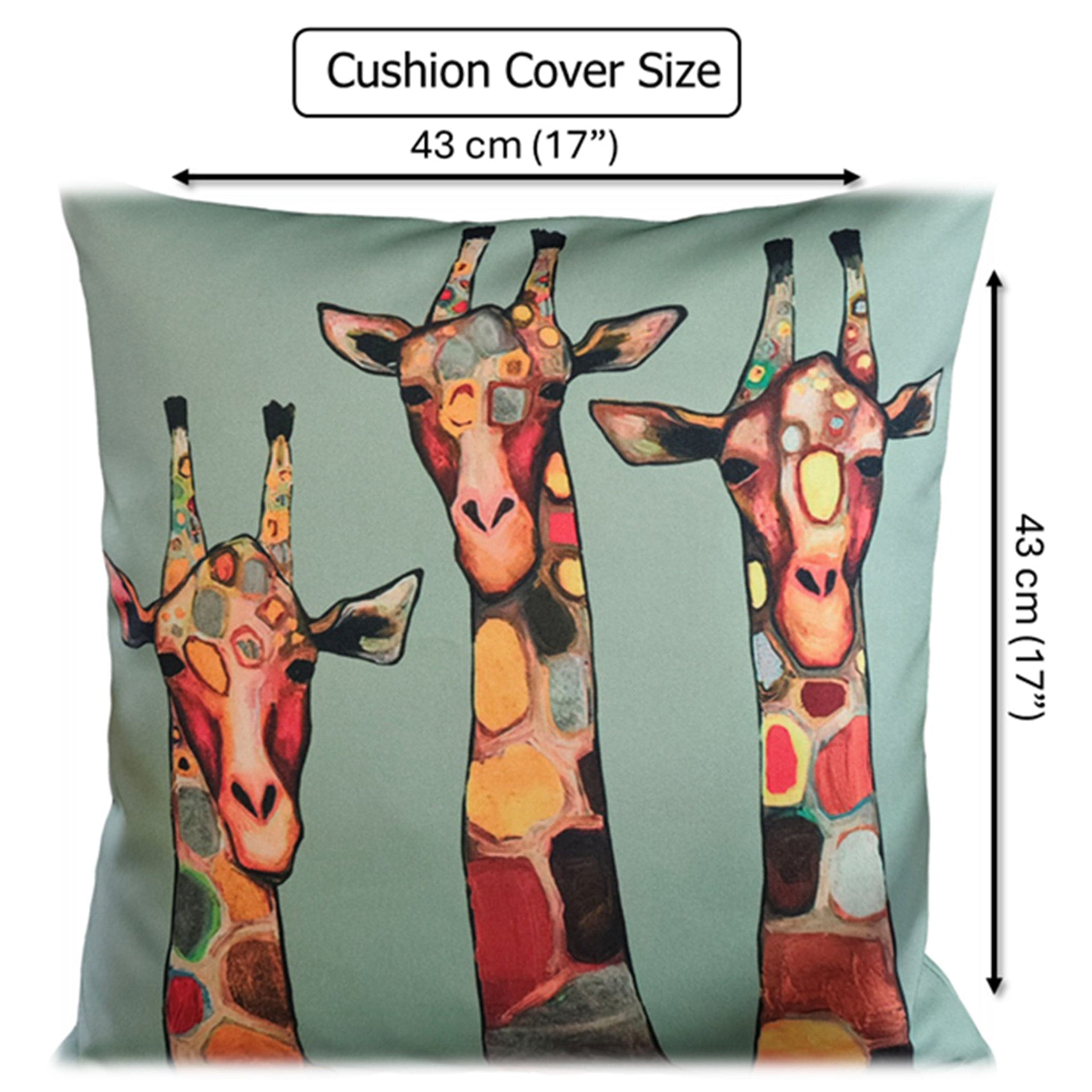 OLIVIA ROCCO Giraffe Waterproof Cushion Covers 43x43 Cm Reversible Breathable Indoor Outdoor Decorative Cover For Patio Garden Sofa Bed Chair