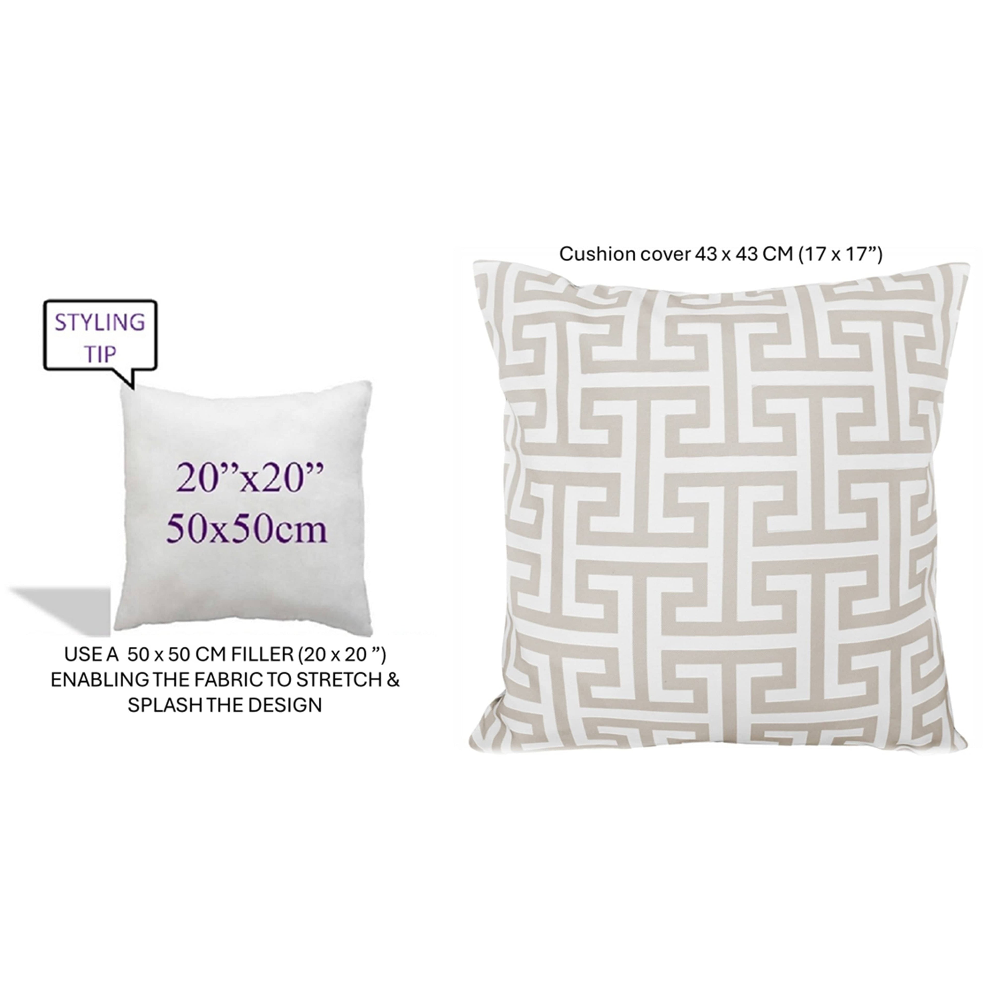 OLIVIA ROCCO Cushion Covers 43x43 cm Waterproof Breathable Outdoor Indoor Use Milano Natural Sun Resistant Protective For Garden Benches Sofas Beds